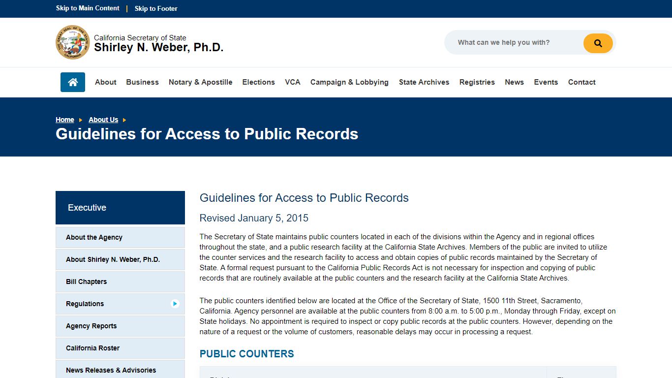 Guidelines for Access to Public Records - California